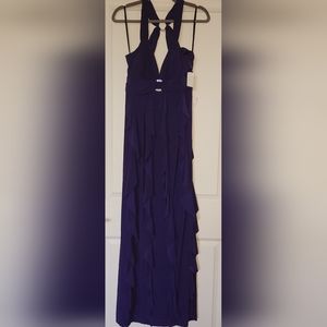 Betsy & Adam Purple Halter Dress